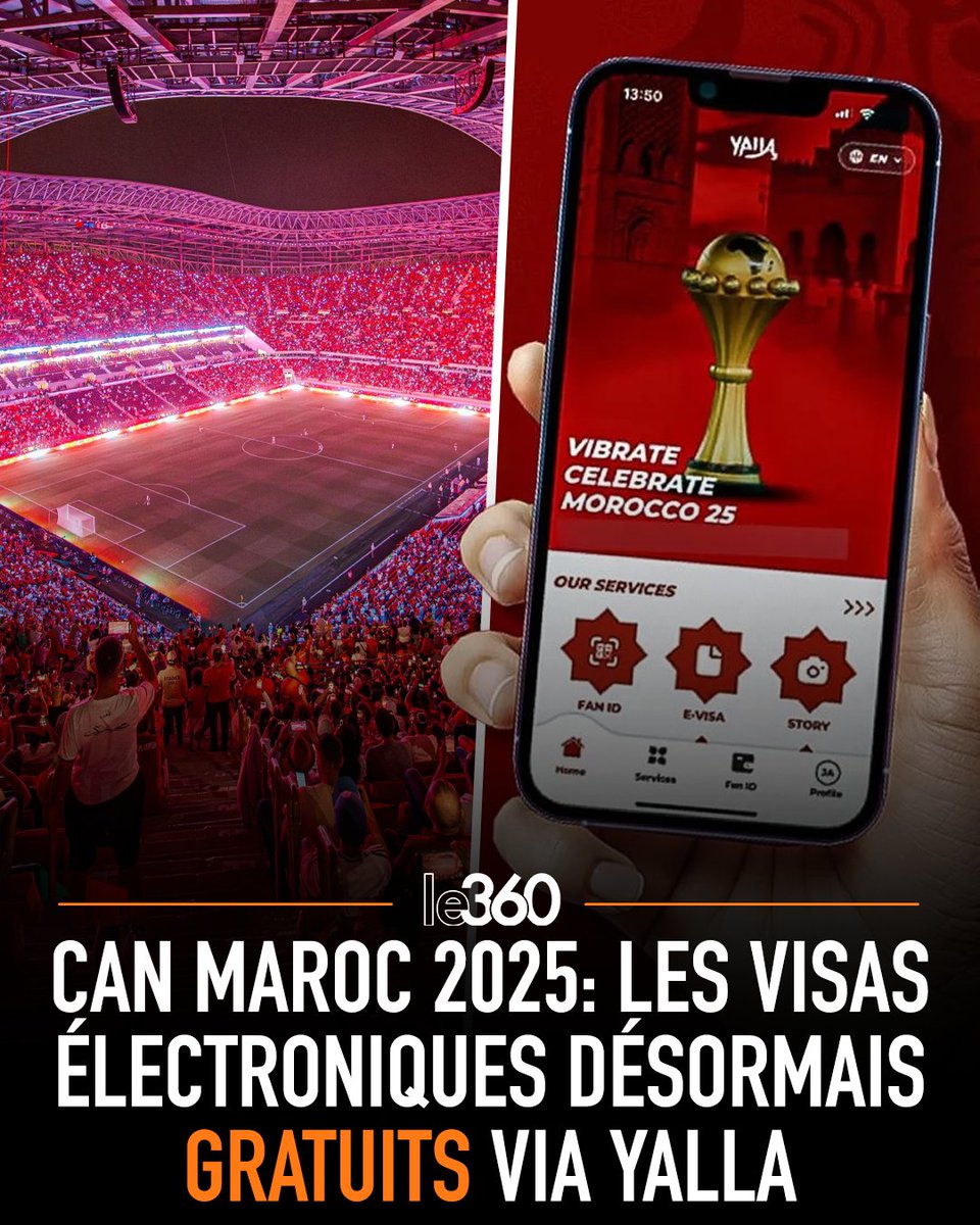 🇲🇦🏆 À l’approche de la CAN, le Comité local d’organisation annonce la gratuité des e-visas pour le Maroc via l’application YALLA, une mesure destinée à simplifier les déplacements des supporters.

→ le360.info/xVifcR