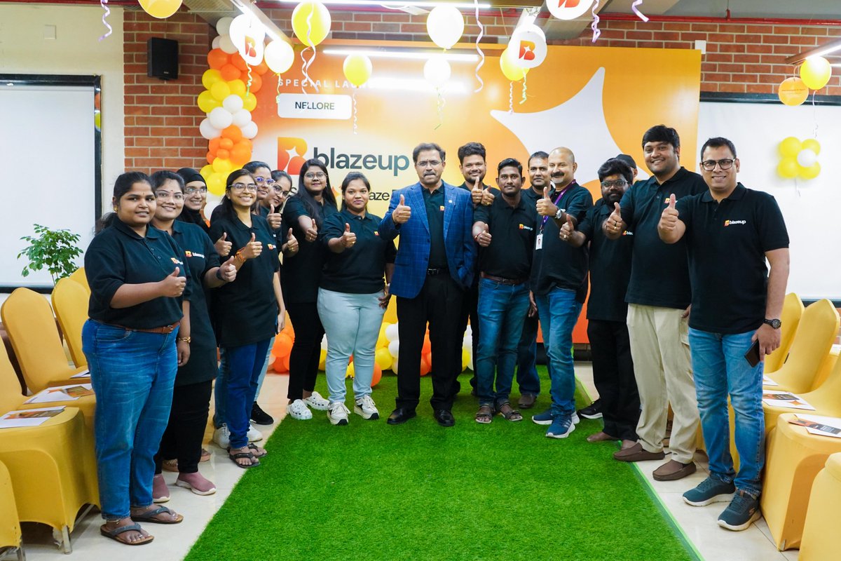blazeupai's tweet image. Yesterday, we launched Blazeup in Nellore—an enterprise AI platform backed by Bridger Holdings.

Tier-2 India just entered the chat.  200+ jobs coming to Nellore. World-class tech is being built from AP.  
This is how innovation happens. 🚀  

#Blazeup #Nellore #AILaunch