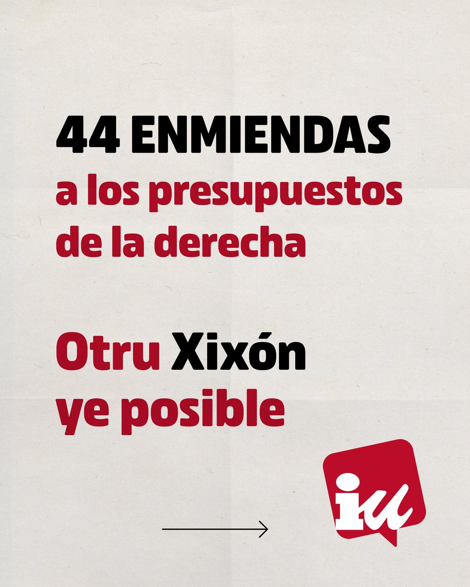 🔴 Presupuestos 2026.

🧵 (1/12) Presentamos 44 enmiendas a los presupuestos de la derecha, movilizando más de 9 millones de euros para el fortalecimiento de los servicios públicos y reforzar las políticas sociales, culturales y medioambientales.

👇 Otru Xixón ye posible
