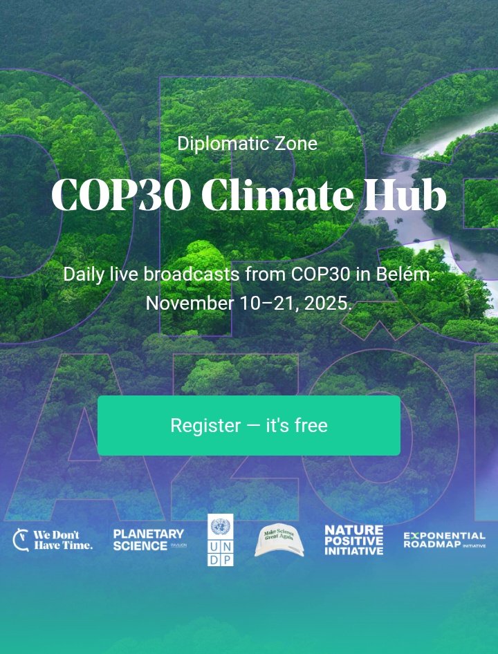 We will be broadcasting live from Brazil kindly join the dialogue virtually. <a href="/WeDontHaveTime/">We Don't Have Time</a> is bringing the COP 30 to you at the comfort of your house.
Join us via wedonthavetime.org/events/cop30#R… 

wedonthavetime.org/events/cop30?u… 

#COP30Live #WeDontHaveTime