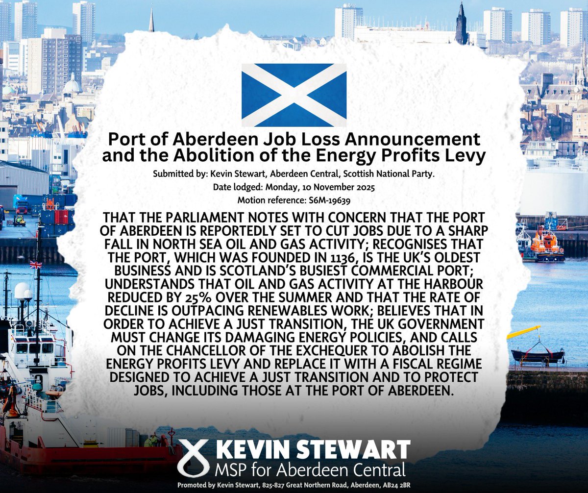 The news that the Port of Aberdeen is to offer its workers voluntary redundancy is deeply worrying

The decline in offshore oil &amp; gas activity at the harbour without renewables growth is grim.

Labour must realise that there can be no just transition without offshore workers.