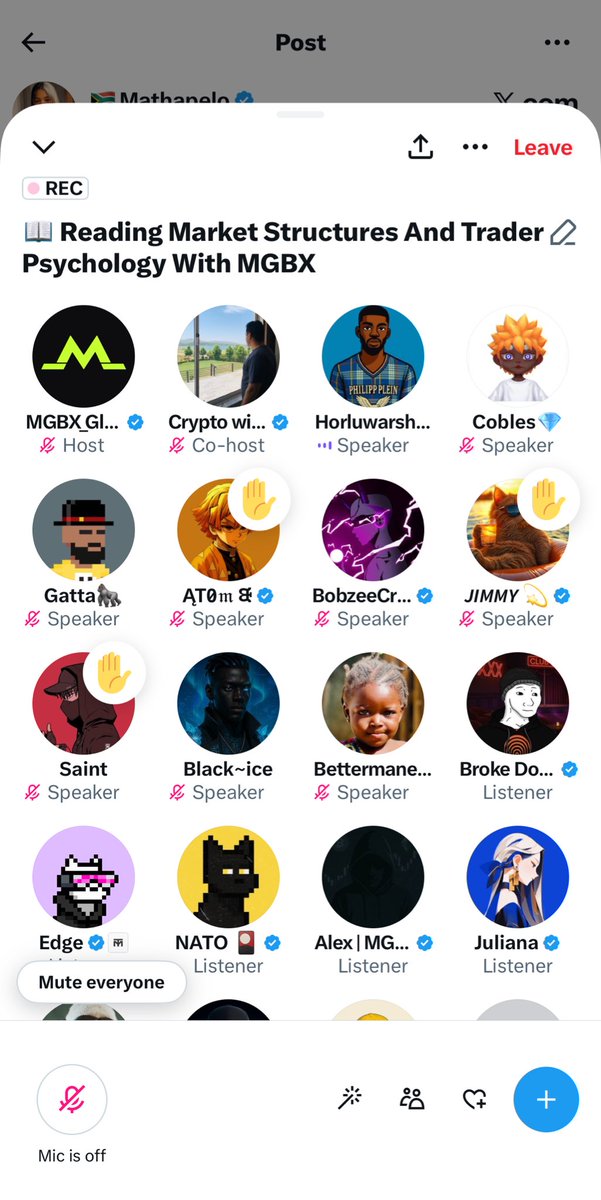 Just finished my Space. We were joined by more than 1100 listeners 🚀

Today Space with #MGBX was pure value. Great insights on market structure, entries, and trader mindset. Everyone shared real strategies that actually work in 2025 market. Appreciate all the speakers for making