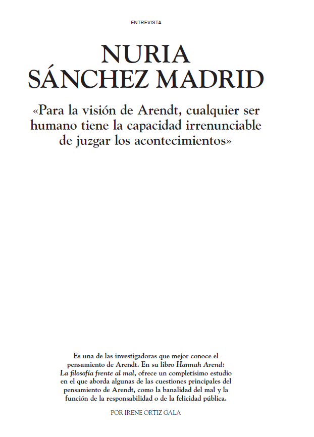_filco's tweet photo. @IreneGomezOlano @EdgarStraehle Nuria Sánchez Madrid: «Para la visión de Arendt, cualquier ser humano tiene la capacidad irrenunciable
de juzgar los acontecimientos»

@IreneOrtizzzg habla con una de las investigadoras que mejor conoce el pensamiento de Arendt https://t.co/NwfMGpSgvj