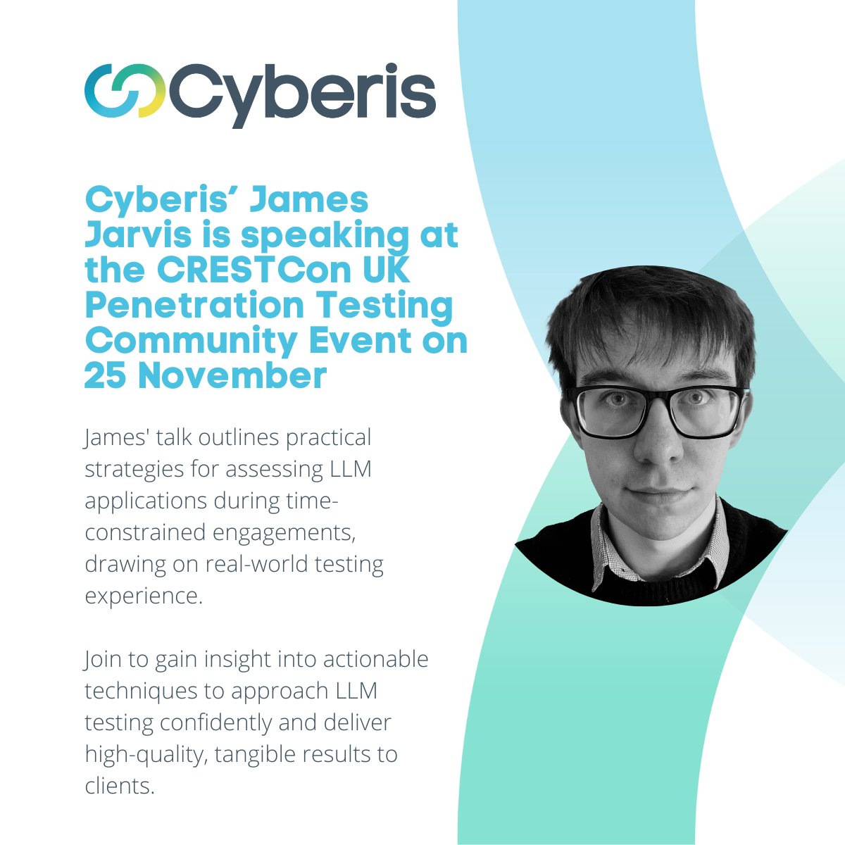 cyberisreply's tweet photo. Cyberis' James Jarvis is speaking at the CRESTCon UK Penetration Testing Community Event on the 25th!

James' talk outlines practical strategies for assessing LLM applications during time-constrained engagements, drawing on real-world testing experience.
https://t.co/rR7JZv0XEp https://t.co/9FgyPawCmf