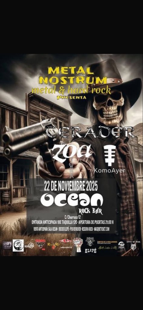 QUIEN QUIERE CONCIERTOS DE METAL???? 🤟🏼🤟🏼 

SÁBADO 22 de NOVIEMBRE EN LA SALA OCEAN 

 link a las entradas: 

masqueticket.com/entradas/terad…