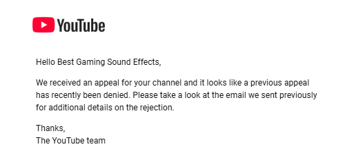 callistaellingt's tweet photo. @TeamYouTube I tried appealing but I keep getting this (even though I last submitted a year ago or so) way before the new Second Chance thing you're doing haha https://t.co/GogtT8TLdr