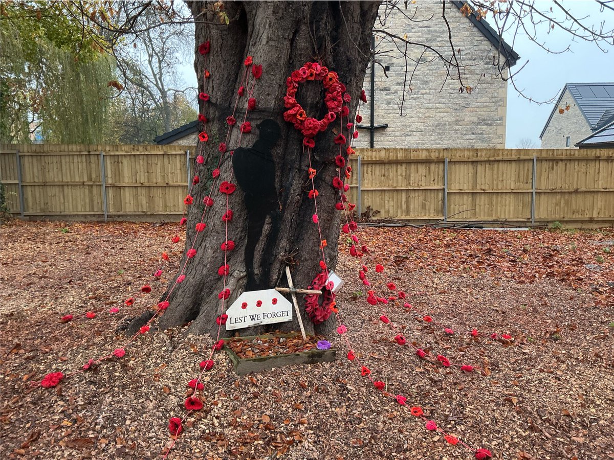 Our Remembrance Service took place today beside our beautifully decorated outdoor area. We will remember them. #LestWeForget #RemembranceDay
