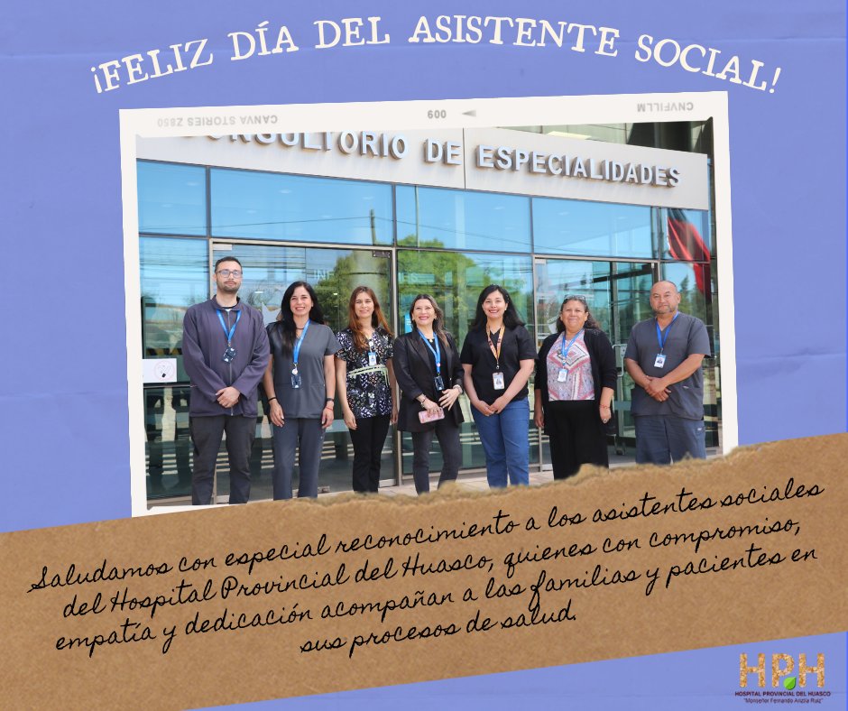 Hoy destacamos la importante labor de los asistentes sociales del Hospital Provincial del Huasco 📷
Gracias por estar presentes en los momentos más difíciles, orientando, apoyando y brindando esperanza a tantas personas y familias.
📷 ¡Su trabajo transforma vidas!