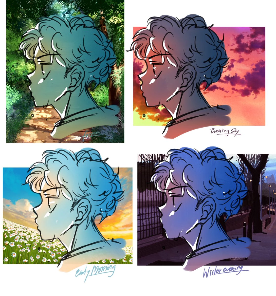 Studying some colors….👀💕
The backgrounds are free from ibispaint 👍