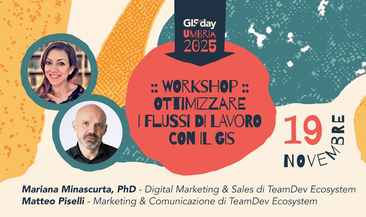 IbridoDigitale's tweet photo. GIS Day 2025 | Le tecnologie geospaziali a servizio della comunità
19 novembre | Scuola Umbra di Amministrazione Pubblica
Sono felice di comoderare il GIS Day Umbria 2025 organizzato da TeamDev Ecosystem, insieme a Mariana Minascurta.
https://t.co/7O37KoGZHy https://t.co/EhRaWt5iz7