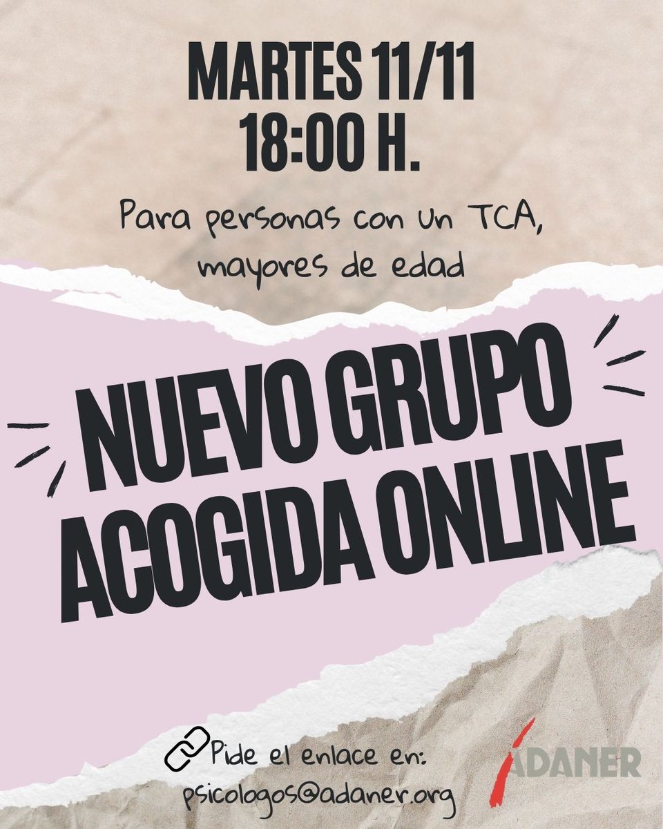 ¿Quieres unirte al grupo de esta tarde, a las 18 h? Aquí tienes el enlace: us06web.zoom.us/j/83323349871?…
*Recuerda: solo para personas con un TCA, mayores de edad
#TCA #anorexia #bulimia #trastornoporatracon #ayudatca #ayudaonline #grupodeautoayuda #GrupodeApoyo #adanermadrid #online