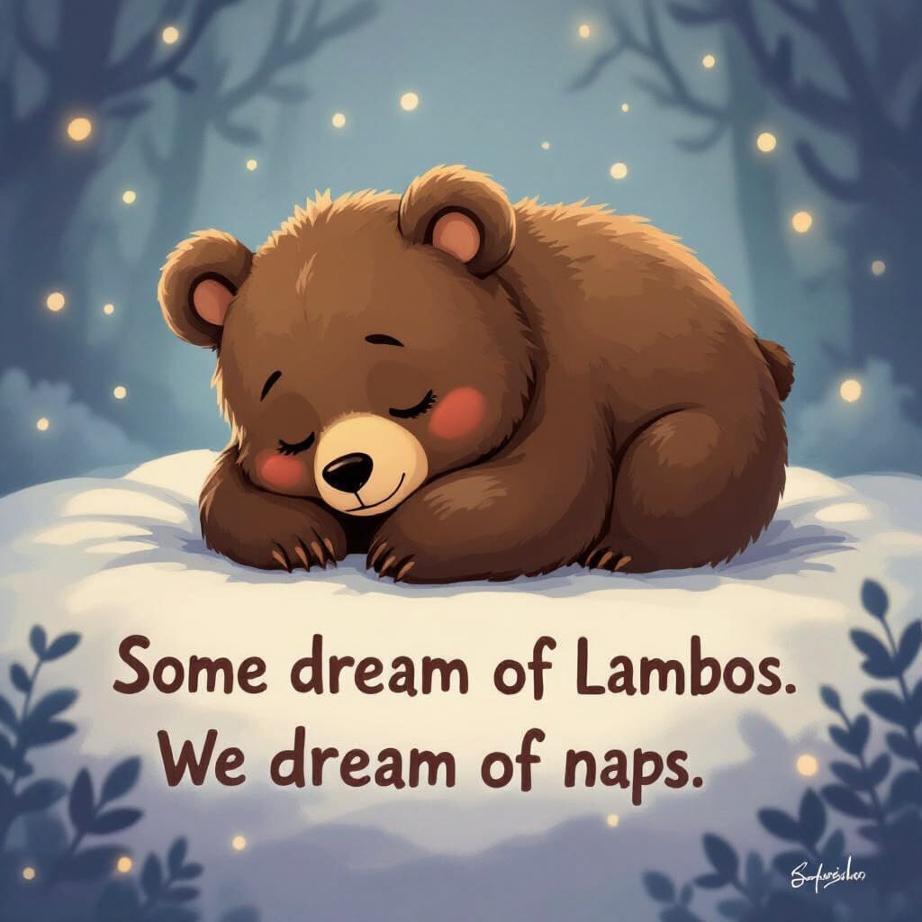 NapBearcoiin's tweet photo. Some dream of lambos. We dream of naps. ๐
https://t.co/lIUVLpDU2m
#NAPcoiin #NAPStyle #CryptoDreamers #BearMarketVibes https://t.co/AWX7KOR86T