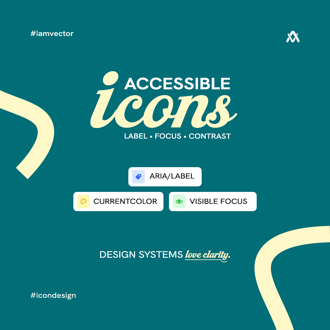 i_amvector's tweet photo. Accessible icons = Label + Focus + Contrast.
Good design is inclusive design.
Explore more: https://t.co/AxmJxuJjke
#iconDesign #A11y #DesignSystems https://t.co/CD3y5CpTR1