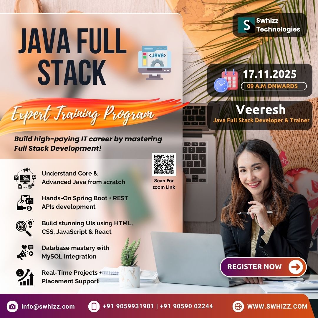 Swhizzofficial's tweet image. Become a certified Java Full Stack Developer! 🚀
 Join our expert-led program starting 17 Nov 2025.
 Hands-on projects | Placement support | Real-world skills 💪
👉swhizz.com |📞+91 90590 02244
#JavaFullStack #CodingCareer #SpringBoot #Dharmendra #DelhiCarBlast
