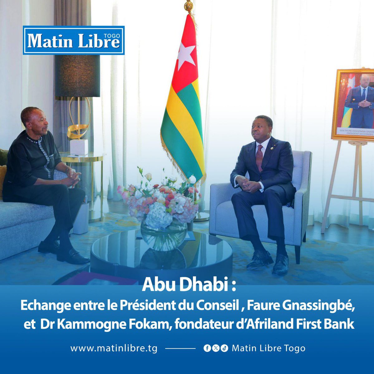 Le Togo renforce ses partenariats financiers à Abu Dhabi

 matinlibre.tg/le-togo-renfor…

<a href="/FEGnassingbe/">Faure Essozimna GNASSINGBÉ</a> <a href="/Africa_In_FR/">Africa Intelligence</a> <a href="/africanewsfr/">Africanews Français</a> <a href="/presidencecstg/">Présidence du Conseil du Togo</a> #Abudhabi #forumeaetchad