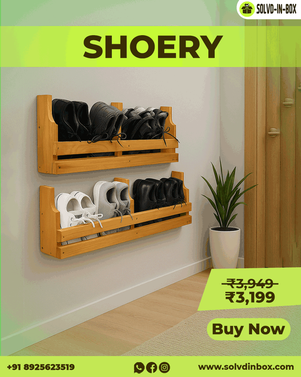 solvdinbox's tweet image. Say goodbye to cluttered entryways 👟
Meet Shoery — the wall-mounted pinewood shoe rack that saves space and adds style.
Neat homes start at the doorstep. ✨
🌐 solvdinbox.com
#Shoery #SolvdInBox #SpaceSaver #HomeStorage #MadeInIndia