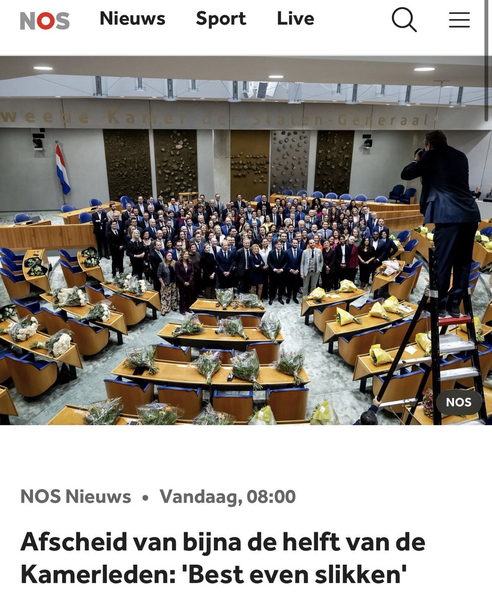 Bijna de helft van de Kamerleden vertrekt met samen 178 jaar aan ervaring. Dat is ook voor ons even slikken.

Niet alleen vanwege hun deskundigheid, maar ook omdat je samen gewoon veel meemaakt.

Dank voor jullie harde werk en de fijne samenwerking! 🫶🏼

nos.nl/artikel/259001…