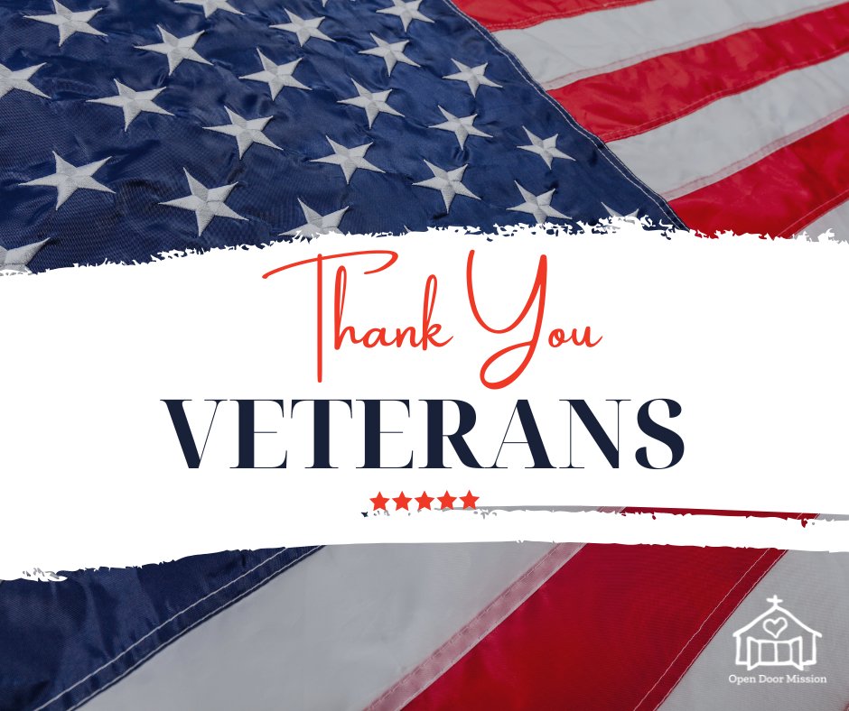 In observance of Veterans Day, Open Door Mission's Administration Building will be closed today, November 11th. Outreach Centers and Donation Drop-Offs will also be closed today in observation of the holiday.