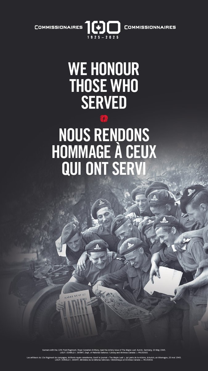 Today, we remember those who gave their lives for Canada. Their courage reminds us that the peace and security we enjoy must never be taken for granted.
 
Learn more about this year’s tribute: commissionaires.ca/en/articles/an…
 
#RemembranceDay #WeWillRememberThem #Commissionaires #Service
