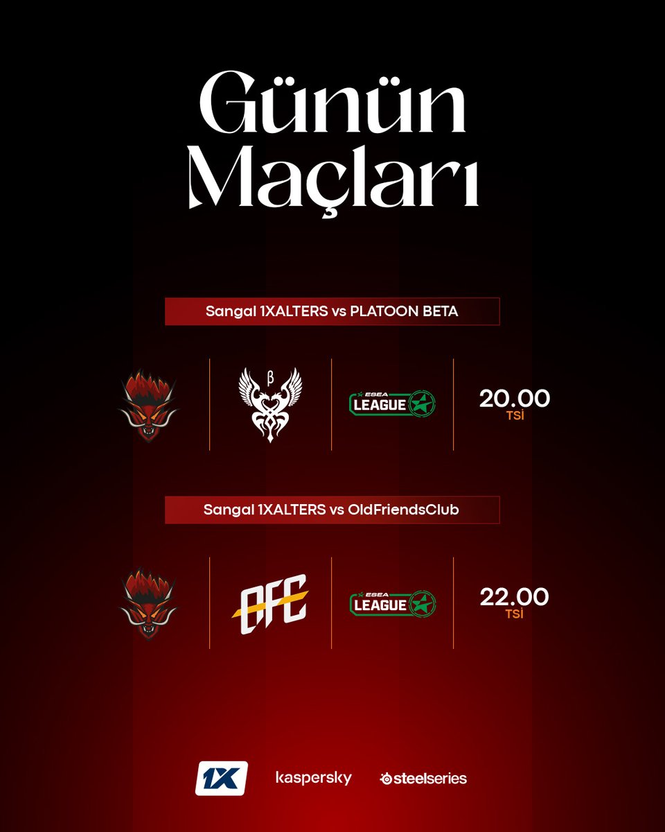 sangalgg's tweet image. Akademi takımımızın ESEA Main S55 serüveni bugün iki maçla devam ediyor

🆚 PLATOON BETA
🕗 20.00 TSİ

🆚 OldFriendsClub
🕙 22.00 TSİ