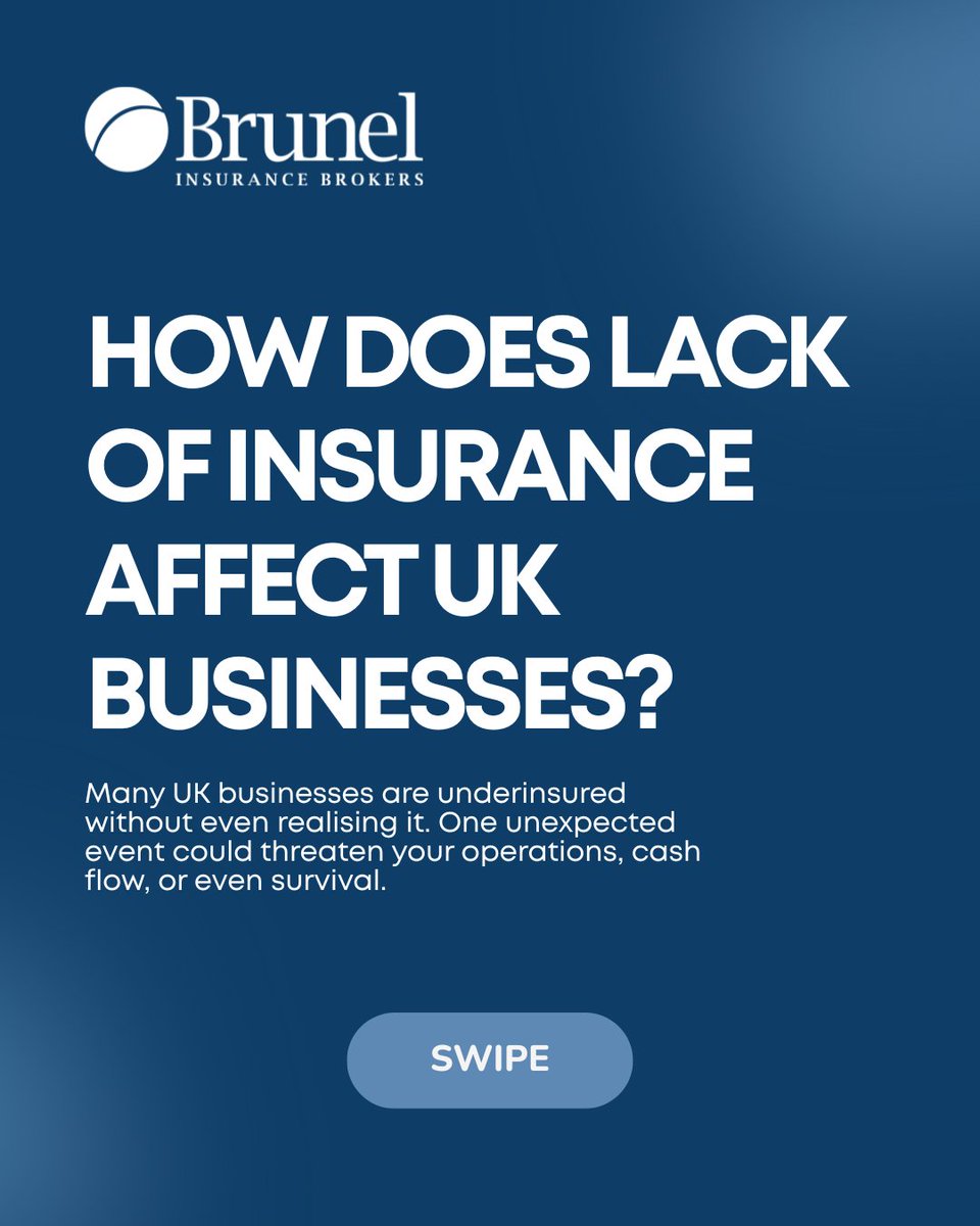 Brunel_IB's tweet photo. Swipe through our carousel to see:
✅ What underinsurance is
✅ The real risks it poses to your business
✅ How to make sure your business is properly protected

☎️ 0117 325 2224.
🌐 https://t.co/9g8A9H02w2 https://t.co/vjV9v1eyEj
