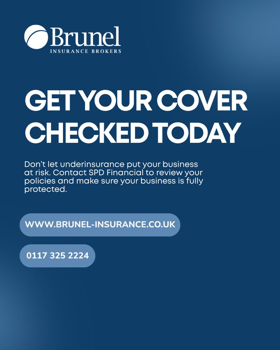 Brunel_IB's tweet photo. Swipe through our carousel to see:
✅ What underinsurance is
✅ The real risks it poses to your business
✅ How to make sure your business is properly protected

☎️ 0117 325 2224.
🌐 https://t.co/9g8A9H02w2 https://t.co/vjV9v1eyEj
