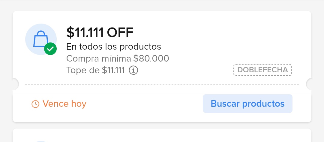 Cupon para Mercado Libre de $11.111
DOBLEFECHA