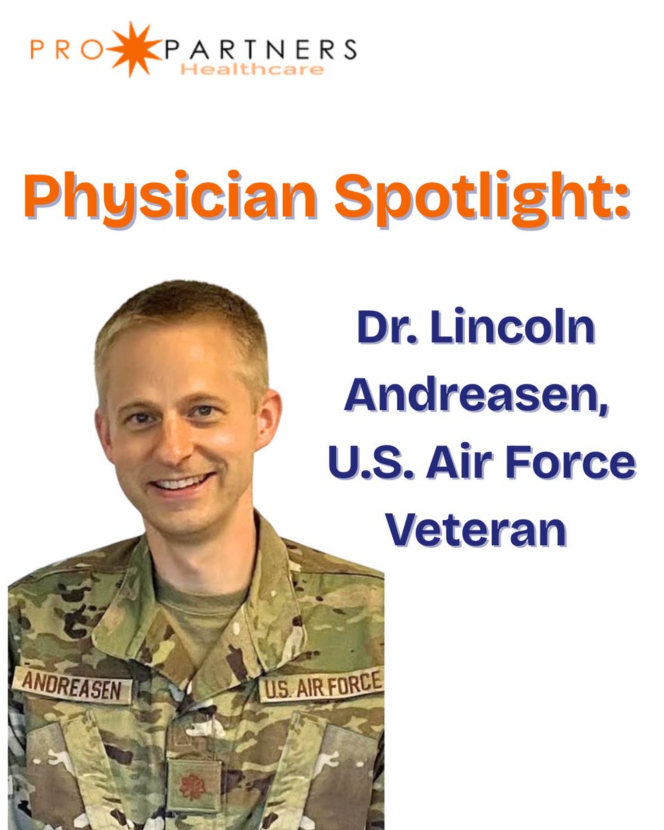 ProPartnersHC's tweet image. This Veterans Day, we proudly recognize Dr. Lincoln Andreasen, D.O., U.S. Air Force veteran and Primary Care Physician at ProPartners Healthcare.

This Veterans Day, we honor him, and all who have served, for their selfless commitment to others.