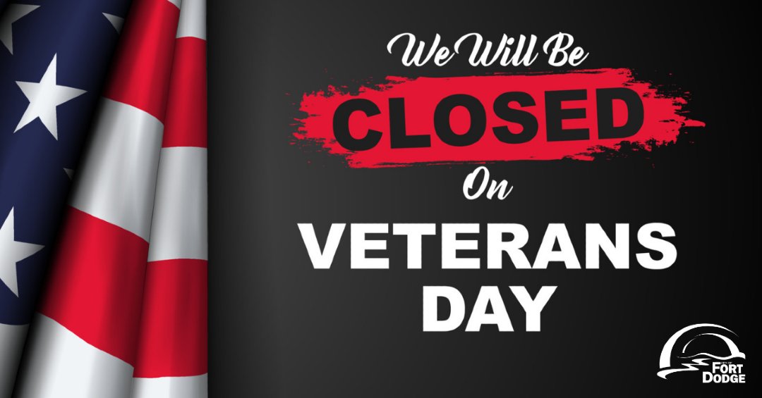 FDCITY's tweet image. Reminder: City Offices Closed for Veterans Day

A friendly reminder that City offices will be closed today, Tuesday, November 11, in honor of Veterans Day.  We are grateful to all who have served our country. 💙❤️🤍 Regular business hours will resume tomorrow, November 12.