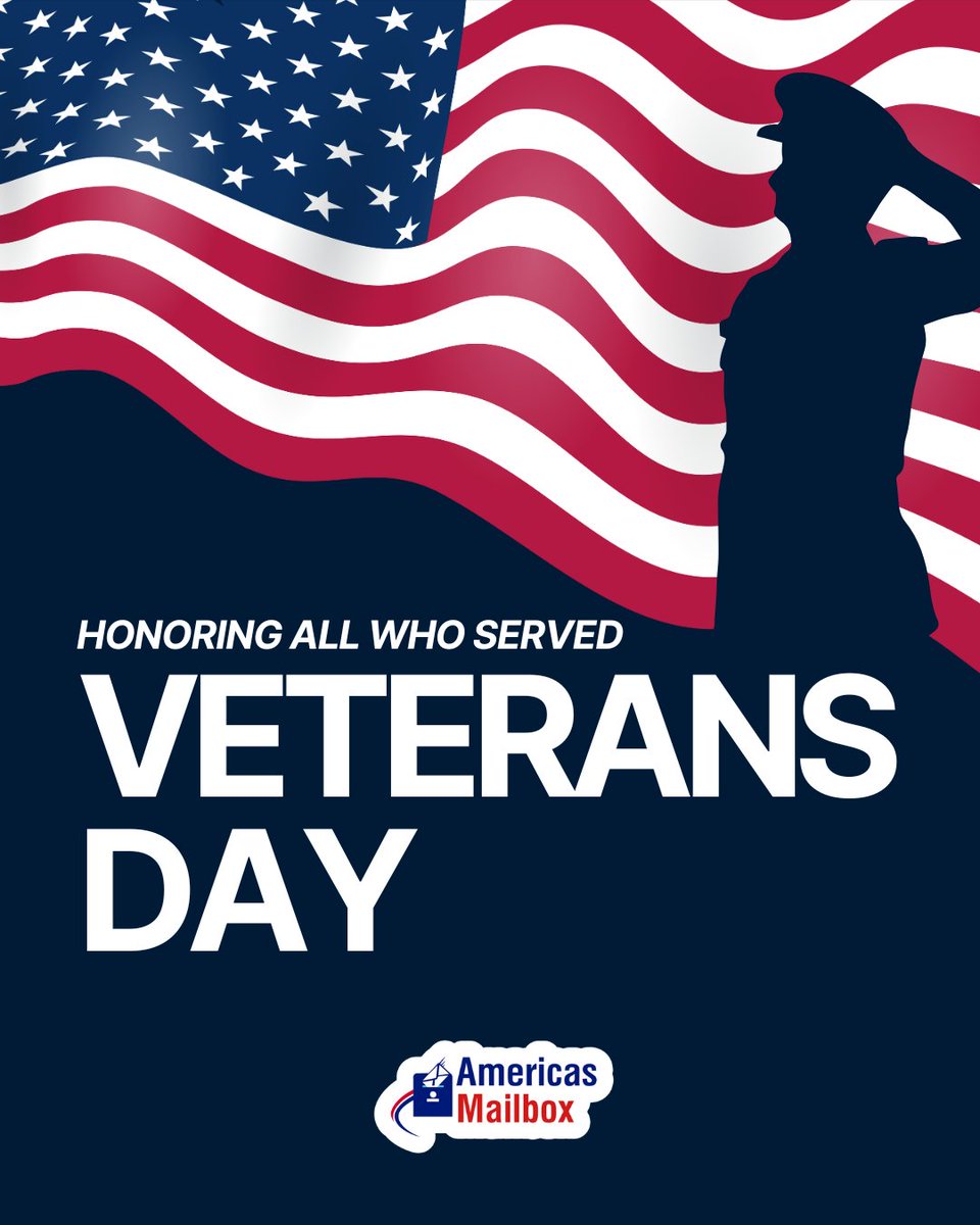 From our entire Americas Mailbox family — thank you to every veteran for your service and sacrifice.

We salute you today and always. ❤️🤍💙
#VeteransDay #HonoringAllWhoServed #ThankYouVeterans #veterans #veteran #military #army #usa #veteransupport #navy #airforce