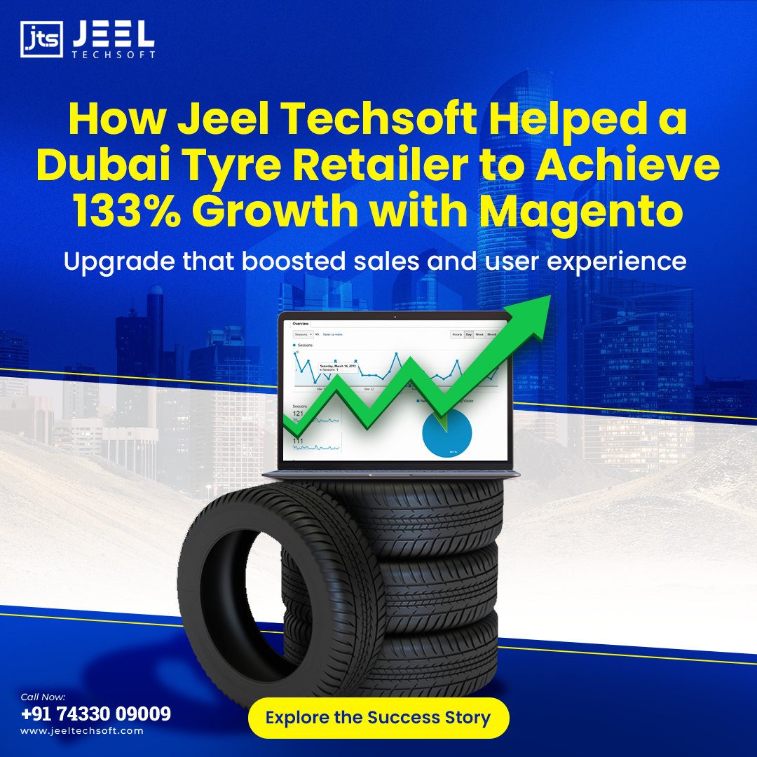 JeelTechsoft's tweet image. When tech meets precision, growth happens. 🚀
#JeelTechsoft helped a Dubai tyre retailer achieve 133% growth with a scalable Magento upgrade that transformed online sales and user experience.
🔗 Read more: jeeltechsoft.com/case-study/mob…

#MagentoDevelopment #EcommerceGrowth #UAEBusiness