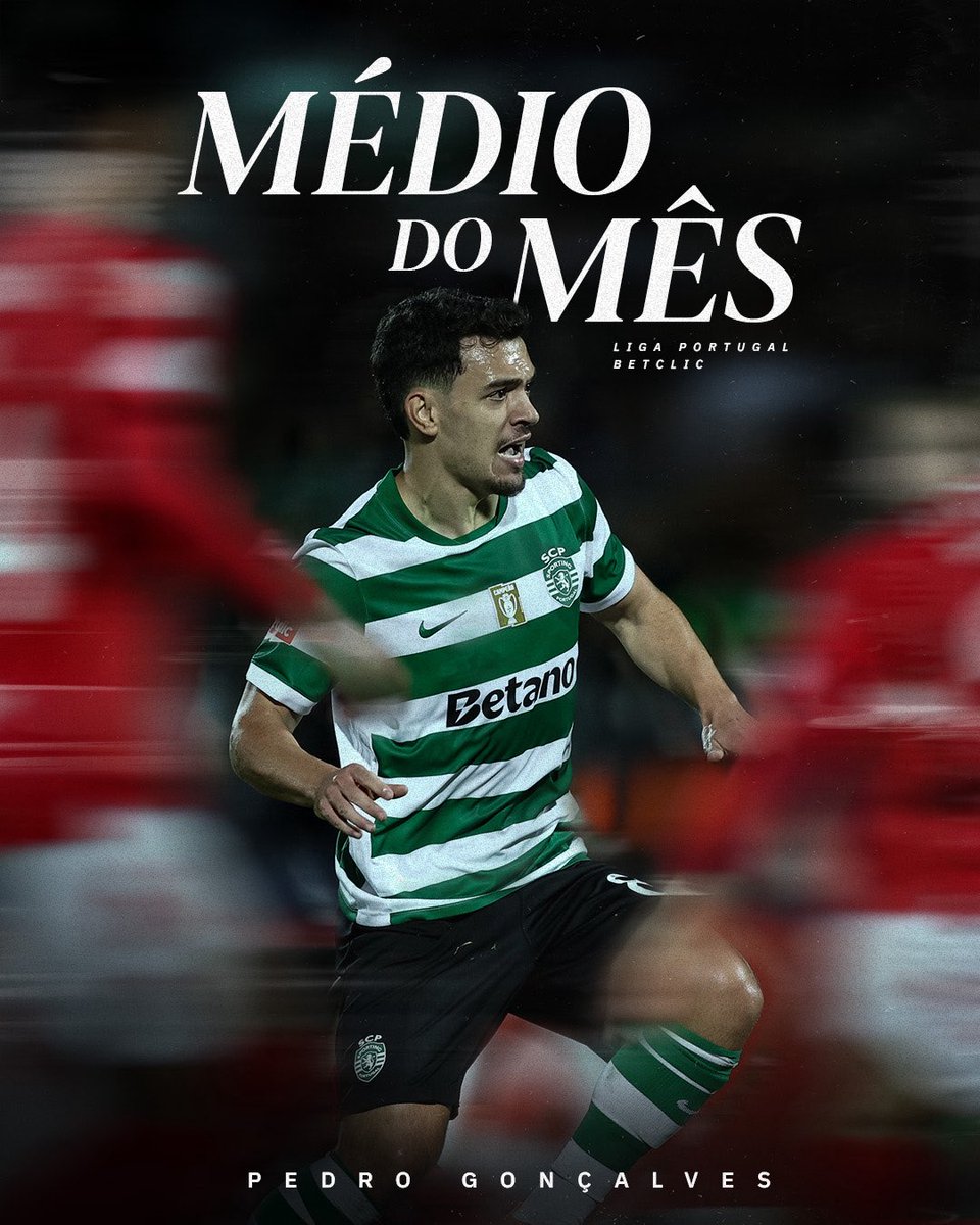 Pedro Gonçalves foi eleito o 𝙈𝙚́𝙙𝙞𝙤 𝙙𝙤 𝙈𝙚̂𝙨 em Setembro &amp; Outubro da #LigaPortugalBetclic 👏