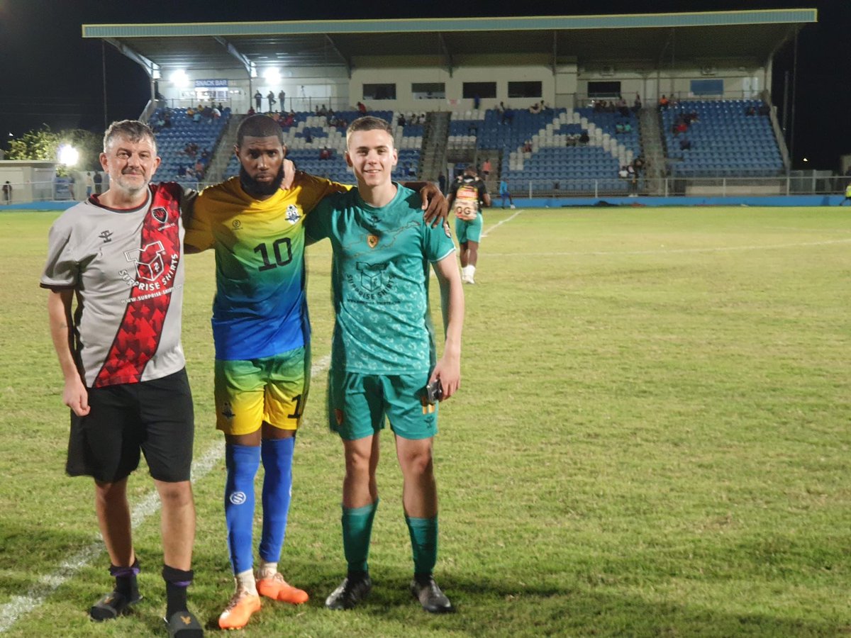 🏟️🇦🇮 𝗦𝘄𝗲𝗲𝗽𝗲𝗿𝘀 𝗢𝗻 𝗧𝗼𝘂𝗿 🇦🇮🏟️

Gareth Thomas and <a href="/SurpriseShirts/">Surprise Shirts</a> founder Louis Jones went to Anguilla to watch the President's Cup game between Doc's United &amp; Uprising FC.

Not only that, they both even made an appearance, coming off the bench in the 83rd-minute. What