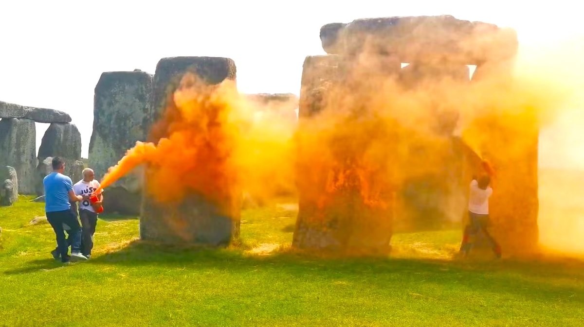 Appalling, Just Stop Oil activists who sprayed Stonehenge have been found not guilty of criminal damage after citing human rights law in their defense. It's the politicians they should be inconveniencing, not historical monuments and they should be made to clean it up themselves