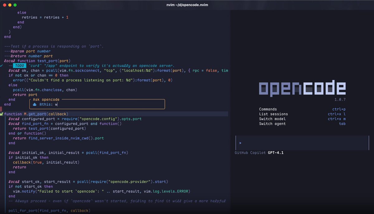 dev_alade's tweet image. If you are a Neovim user and use OpenCode, you can use this plugin github.com/NickvanDyke to integrate it directly into Neovim.