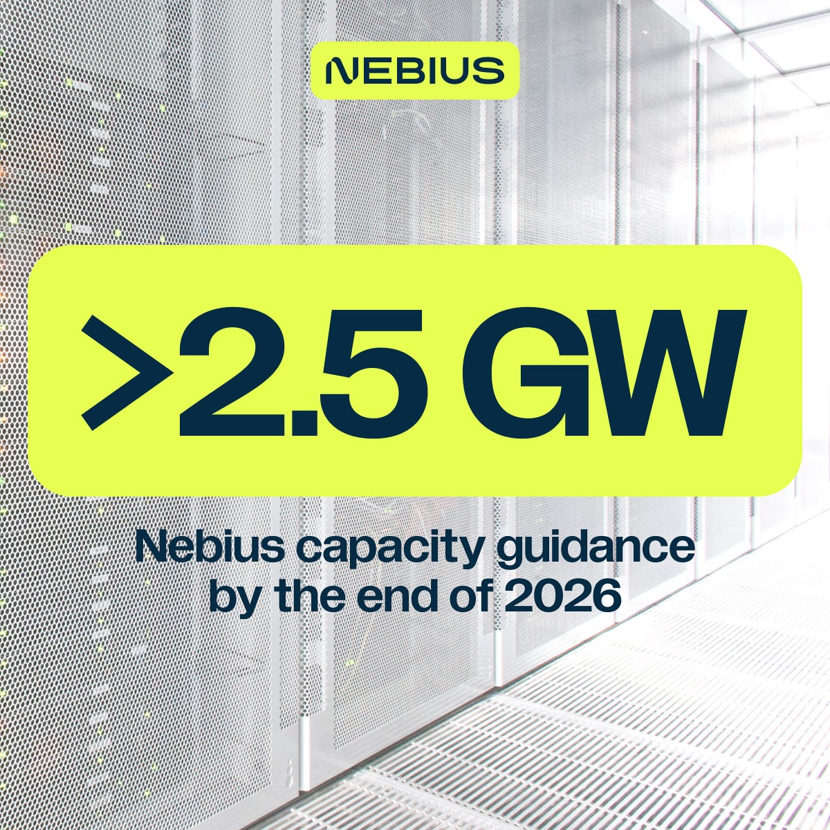 nebiusai's tweet image. We now expect to have over 2.5 GW of contracted power by the end of 2026, including 800 MW to 1 GW of connected power. ⚡️