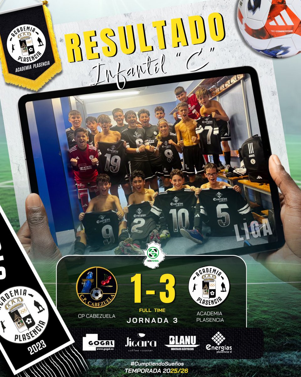 ✔️ | Nuestro #IᥒƒᥲᥒtɩꙆ “C” volvió con los 3 puntos de su salida a Cabezuela del Valle. 

⚽️ Lucas López (2) | En propia puerta  

¡Enhorabuena equipo!

#AᥴᥲdᥱmιᥲPᥣᥲsᥱᥒᥴιᥲ | #CᥙmρᥣιᥱᥒdoSᥙᥱᥒ̃os