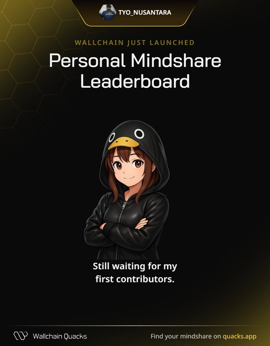 TYO_NUSANTARA's tweet photo. Just launched my Personal Mindshare Leaderboard on @wallchain 🦆
Become one of the first contributors – who’s taking the top spot?
    
Get yours now 👉 https://t.co/JU4ofSNdOc https://t.co/12DT0wP1Cp