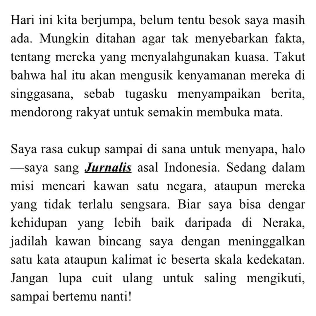 !2DFess | Salam, khalayak. Jangan biarkan saya merasa kesepian di bawah tekanan, mari berkawan dan berbagi cerita tentang apapun yang terjadi hari ini. (M, IOC)