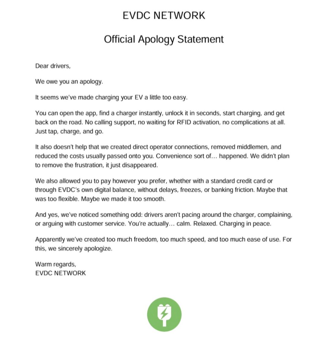 Official Apology from us.