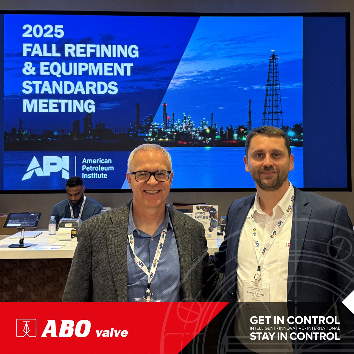 ABO valve managers Anthony Stefanik and Dimitry Barishev attending the Fall 2025 API Refining &amp; Equipment Standards meetings.
#ABOvalve #industrialvalves #API