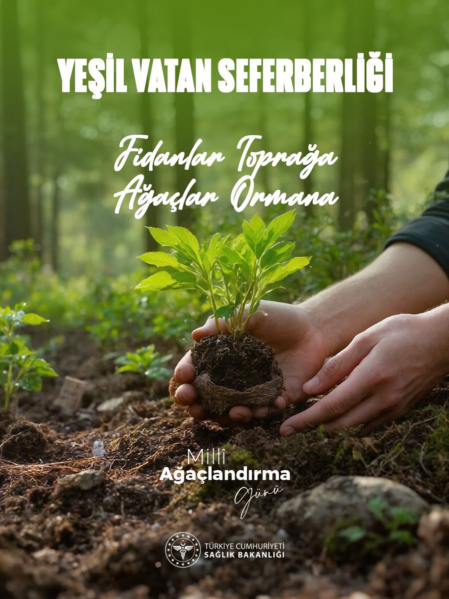 Fidanlar Toprağa,🌱
Ağaçlar Ormana!🌳

“Yeşil Vatan Seferberliği” 💚

gelecegenefes.gov.tr
#YeşilVatanSeferberliği
#MilliAğaçlandırmaGünü
<a href="/TCTarim/">T.C. Tarım ve Orman Bakanlığı</a>