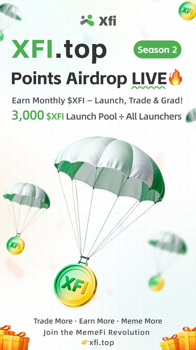 xfidottop's tweet photo. 🚀 https://t.co/ehjt4wR0Bm Season 2 Points Airdrop is LIVE!
Win $XFI every month — Launch, Trade, and Graduate to earn rewards!
3,000 $XFI Launch Pool shared by all Launchers
More trades = More rewards = More fun
Join the MemeFi Revolution 👇
https://t.co/vUM5CKZOIY https://t.co/WDJX86yLCN