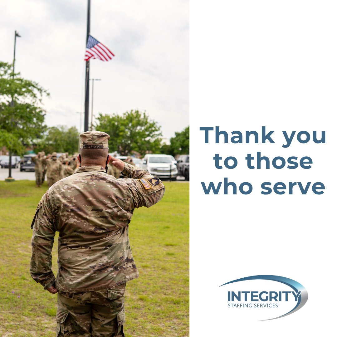 Today, we honor the brave men and women who have served our country with strength, discipline, and dedication. Your leadership and teamwork continue to inspire us. Integrity Staffing Services proudly supports veterans and helps them find meaningful careers in civilian life.