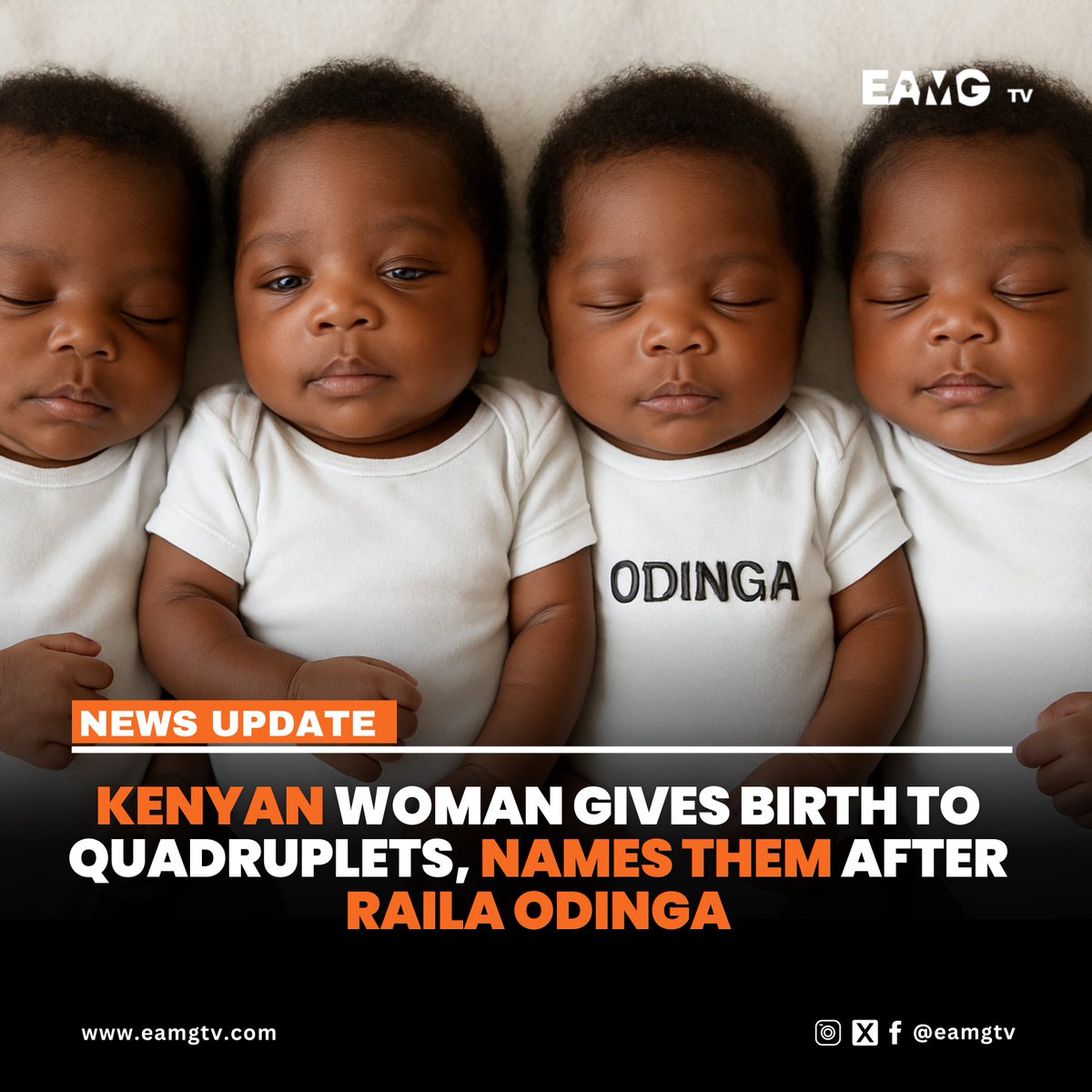 A parent from the Kisii region in southwestern #Kenya gave birth to quadruplets and named them after the late former Prime Minister of the country, Raila Odinga, and his wife. 

The four children of Vane Nyanchoka are three boys and one girl. The boys were given the names Raila,