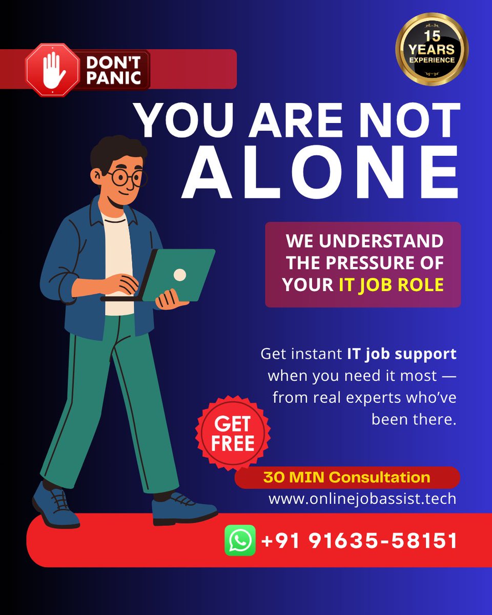 IT_JobSupport's tweet image. 💻 You Are Not Alone — We’ve Got Your Back!

Are you struggling to manage your IT job tasks at work? Don’t panic — we’re here to help! 💪

✅ Get a FREE 30-Minute Consultation today!

Visit 👉 onlinejobassist.tech
📱 WhatsApp: +91 91635-58151

#ITJobSupport #OnlineJobAssist