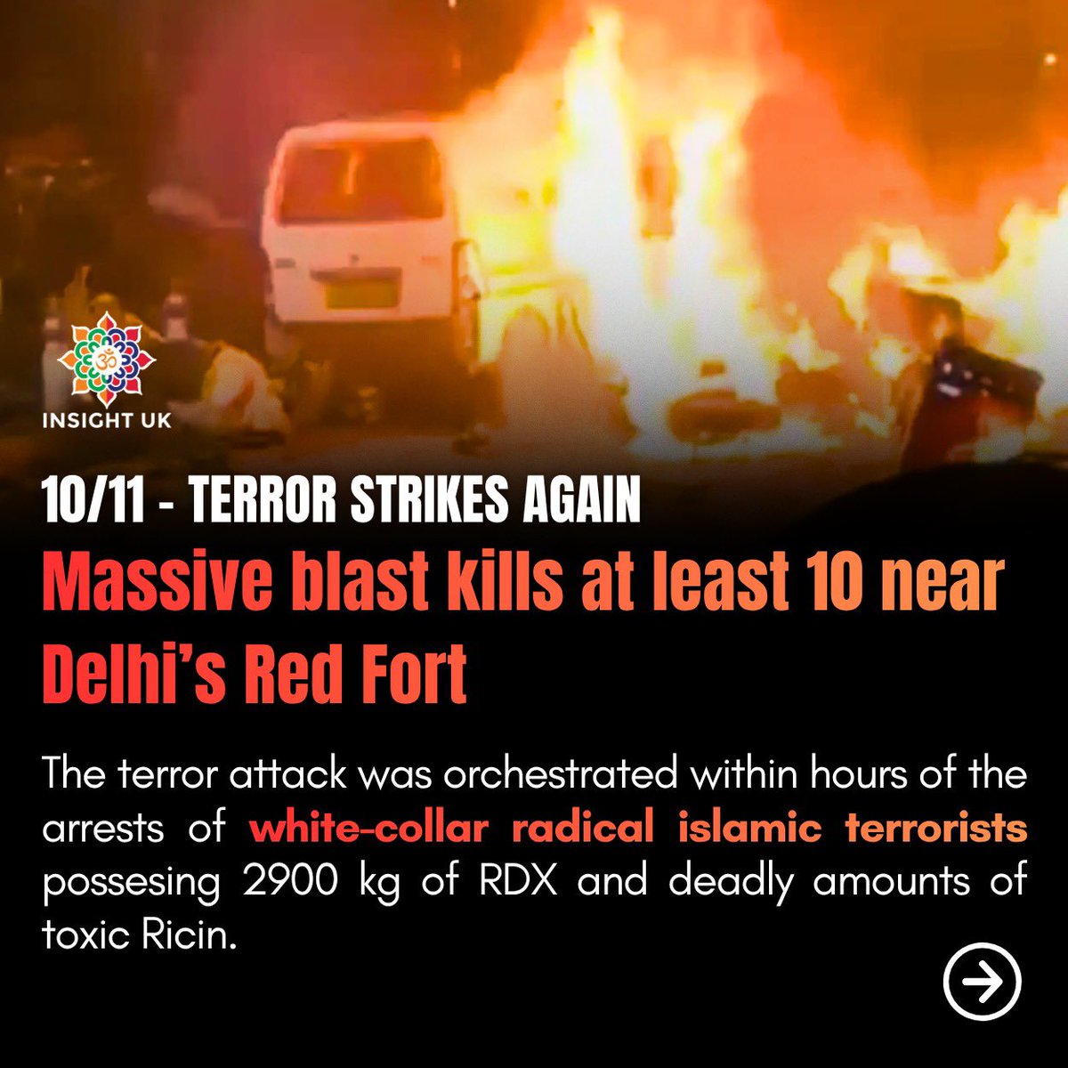 A terror attack shook Delhi on November 10, 2025, when a car packed with explosives detonated near the Red Fort Metro Station. The blast killed at least 13 people and injured over twenty, spreading panic in the historic area. Authorities are investigating links to Pakistan backed