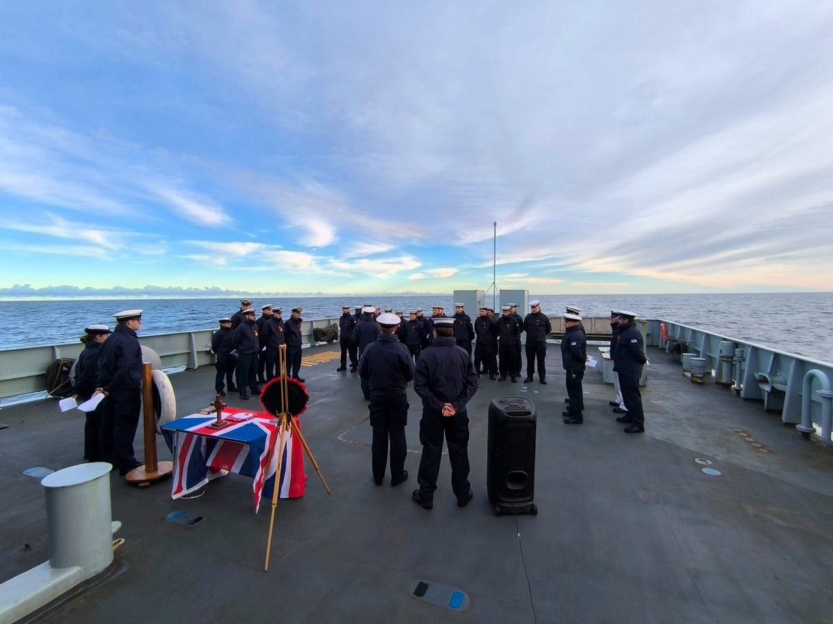 hms_mersey's tweet photo. This morning, we took a moment to remember those who came before us - their courage, their service, and the freedoms they secured for generations to come. #RemembranceDay @RoyalNavy #TeamMERSEY https://t.co/tZXR69DXRK