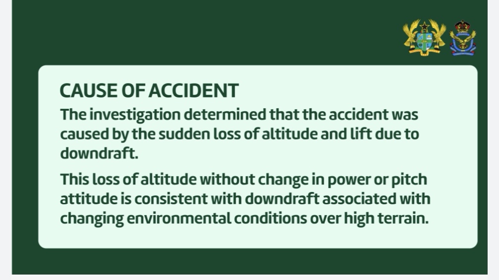 FelixKwakyeOfo1's tweet photo. According to investigators who looked into the August 6 helicopter crash, this is what caused it. https://t.co/QKeod4xbjU