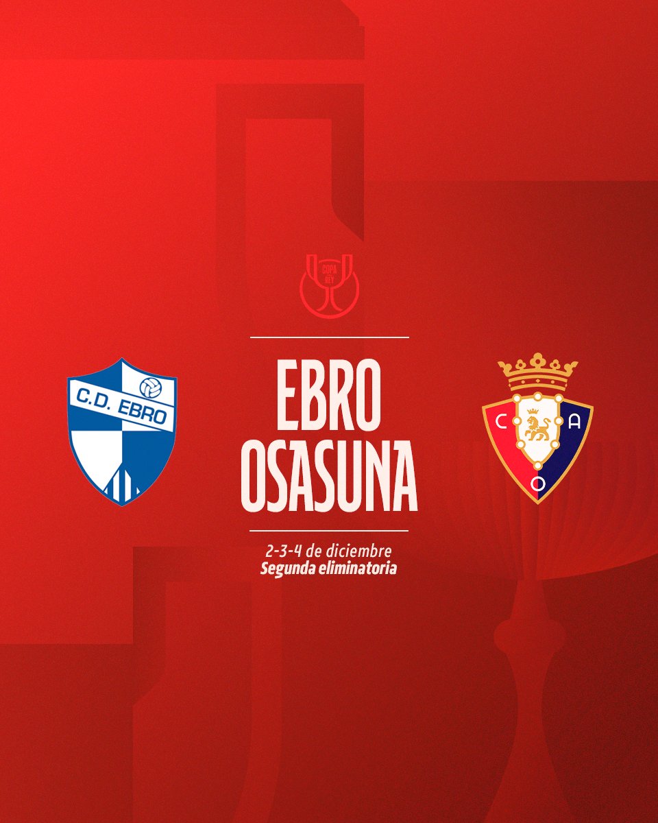 🏆 ¡Nuestro rival para la segunda eliminatoria de la Copa del Rey será el <a href="/CD_Ebro/">CD Ebro</a>!

📆 El partido se disputará en los días 2-3-4 de diciembre.

#EbroOsasuna